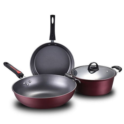 Factory Direct Sale Cookware Set Hao Li Three-Piece Cookware Non-Stick Pan Wok Soup Pot Frying Pan Gift Set Wholesale