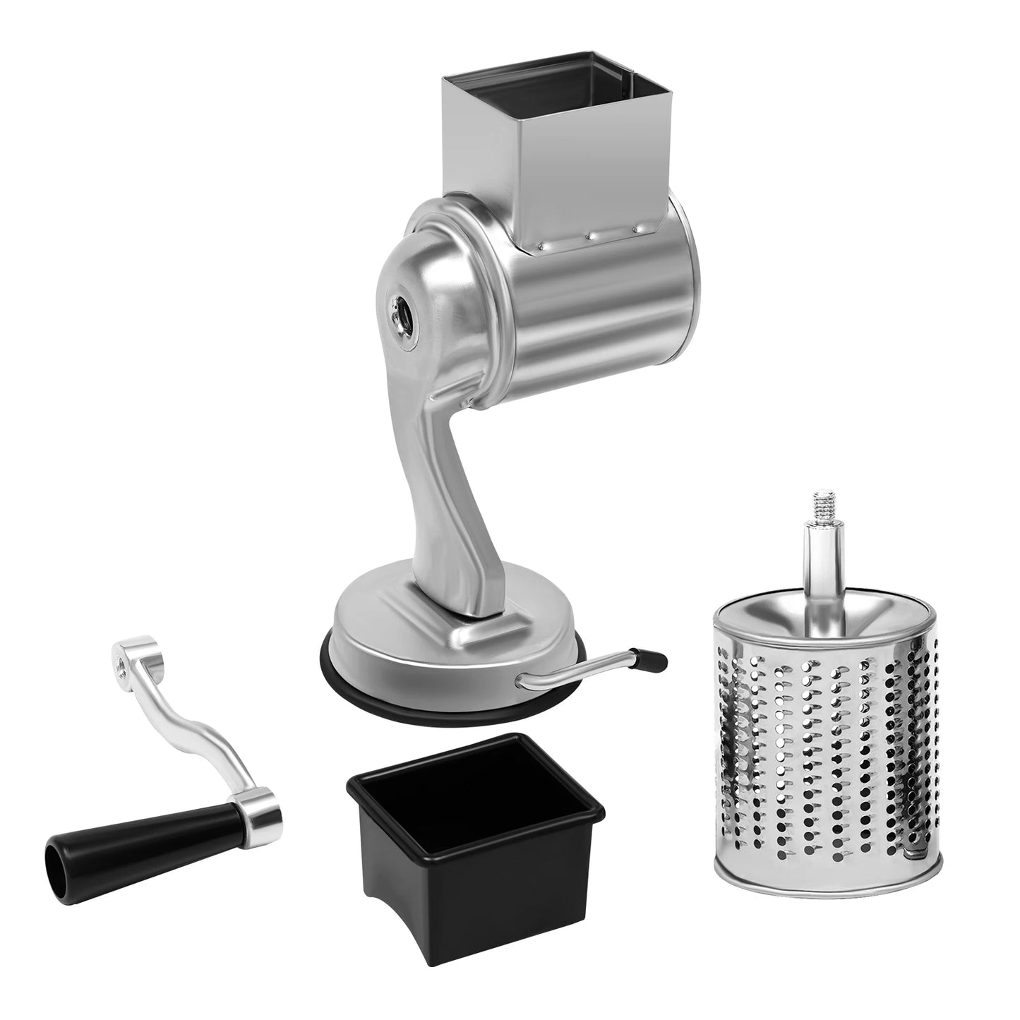 Rotary Grater With 5 Drums Stainless Steel Kitchen Vegetable Chopper Handheld Cheese Shredder