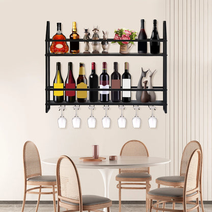 Wine Glass Racks Wall Mounted Wine Glass Holders Black Stainless Steel Holder Cup Stemware Stand  Home Kitchen Bar Sipplies