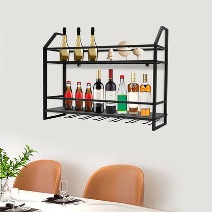 Wine Glass Racks Wall Mounted Wine Glass Holders Black Stainless Steel Holder Cup Stemware Stand  Home Kitchen Bar Sipplies