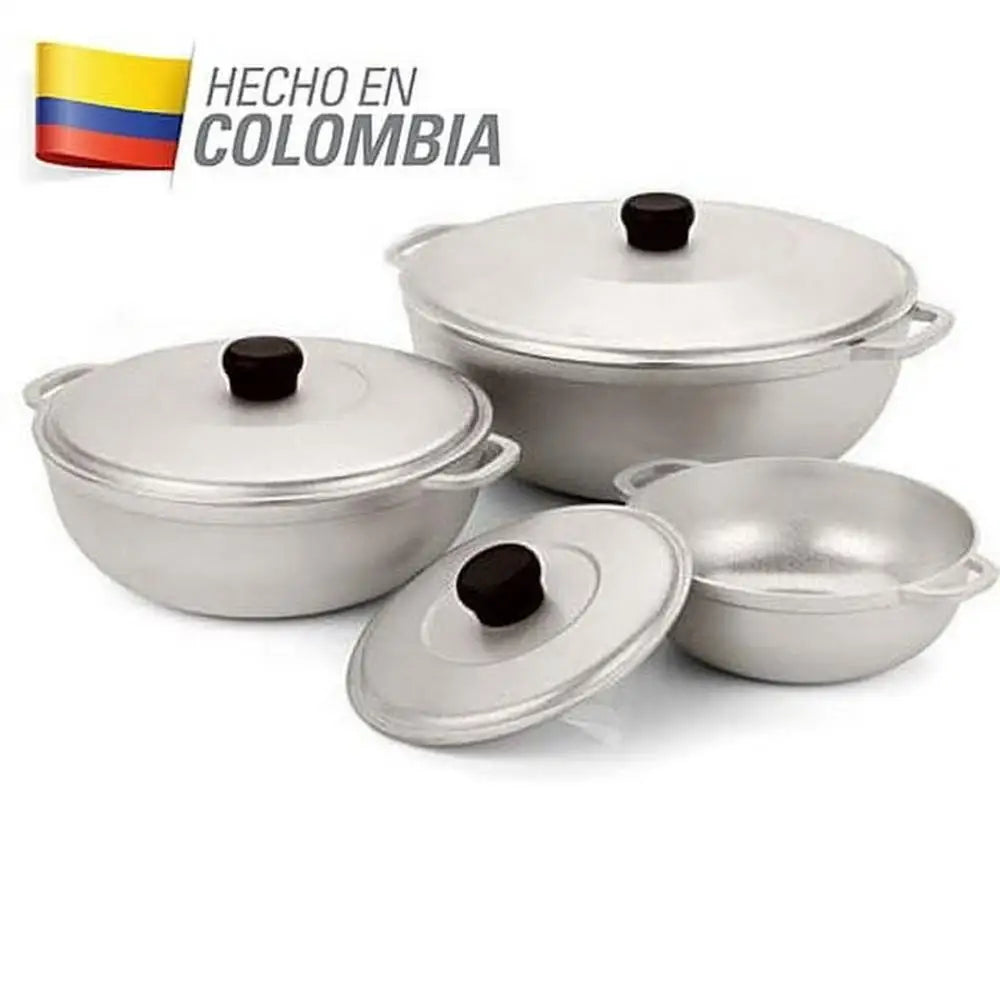 Aluminum Caldero Trio Set Traditional Cast Cooking Pots from Colombia