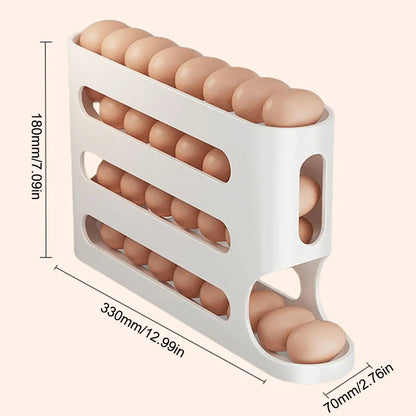 4 Layers Automatic Rolling Egg Holder Rack Fridge Egg Storage Box Container Kitchen Refrigerator Egg Dispenser Fridge Organizer