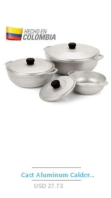 Aluminum Caldero Trio Set Traditional Cast Cooking Pots from Colombia