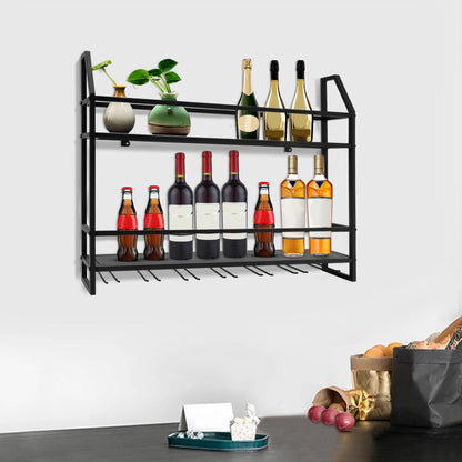 Wine Glass Racks Wall Mounted Wine Glass Holders Black Stainless Steel Holder Cup Stemware Stand  Home Kitchen Bar Sipplies