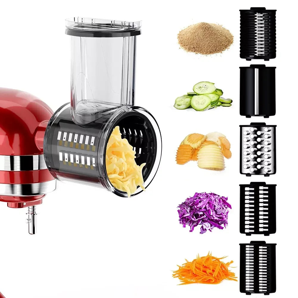 Food Grater Slicer Shredder Chopper Attachment Accessories for KitchenAid Stand Mixer With 5 Blade