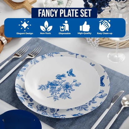 40 Piece Disposable Plates Set (20 Guests) I 20 Pcs Of 8 Inch Dessert Plates & 20 Pcs Of 10 Inch Disposable Plastic Wedding