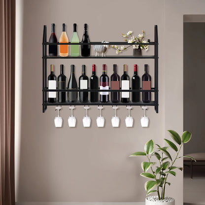 Wine Glass Racks Wall Mounted Wine Glass Holders Black Stainless Steel Holder Cup Stemware Stand  Home Kitchen Bar Sipplies