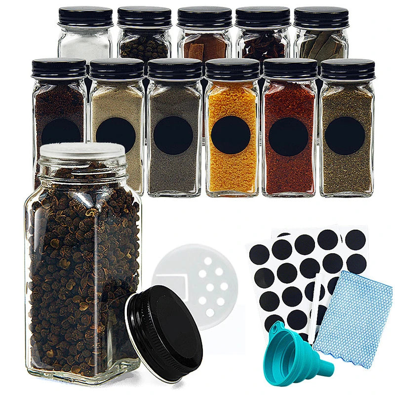 120ML Seasoning Shaker Bottles Glass Spices Condiment Jars Kitchen Salt and Pepper Shaker Spices Boxes for Kitchen Gadget Tool