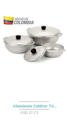 Aluminum Caldero Trio Set Traditional Cast Cooking Pots from Colombia