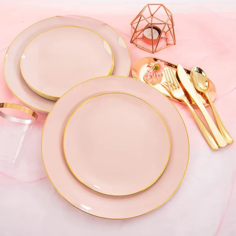 180pcs Black Plastic Plates,Black and Gold Plastic Dinnerware set,Included Gold Silverware,Disposable Plates,Disposable Cups for