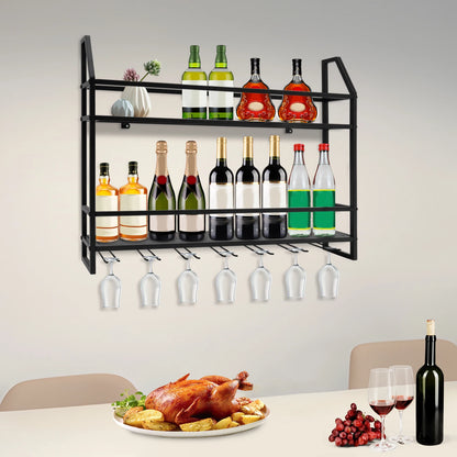 Wine Glass Racks Wall Mounted Wine Glass Holders Black Stainless Steel Holder Cup Stemware Stand  Home Kitchen Bar Sipplies