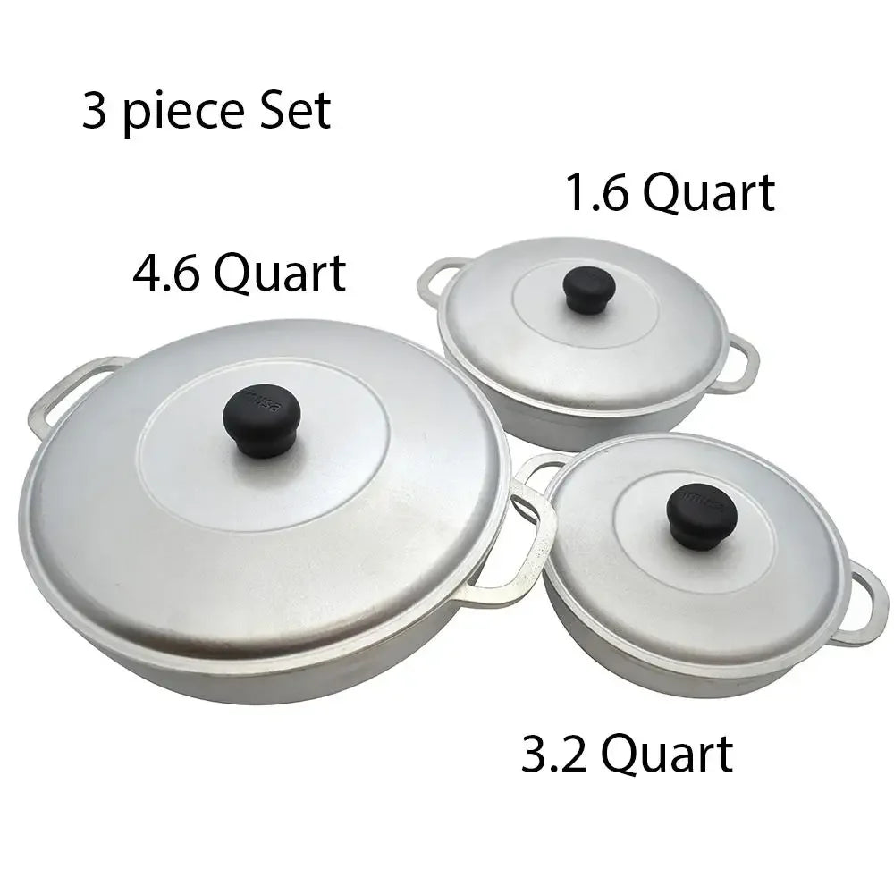 Aluminum Caldero Trio Set Traditional Cast Cooking Pots from Colombia