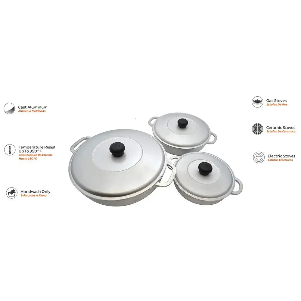 Aluminum Caldero Trio Set Traditional Cast Cooking Pots from Colombia